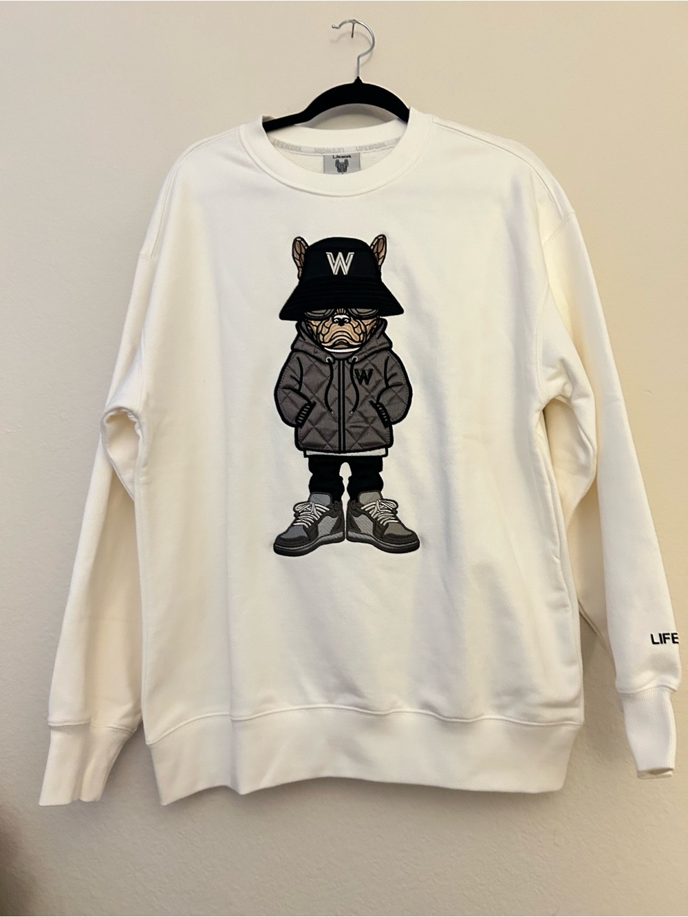 Life work  Cream Crewneck Sweatshirt - Casual sweater